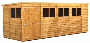 Power 18x6 Pent Garden Shed Overlap - Double Door